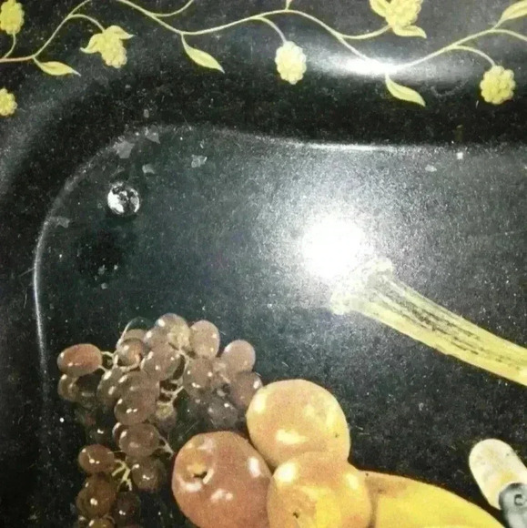 Vintage Coca Cola Black Metal Serving Tray Buffet With Fruit Appetizers - Picture 4 of 5